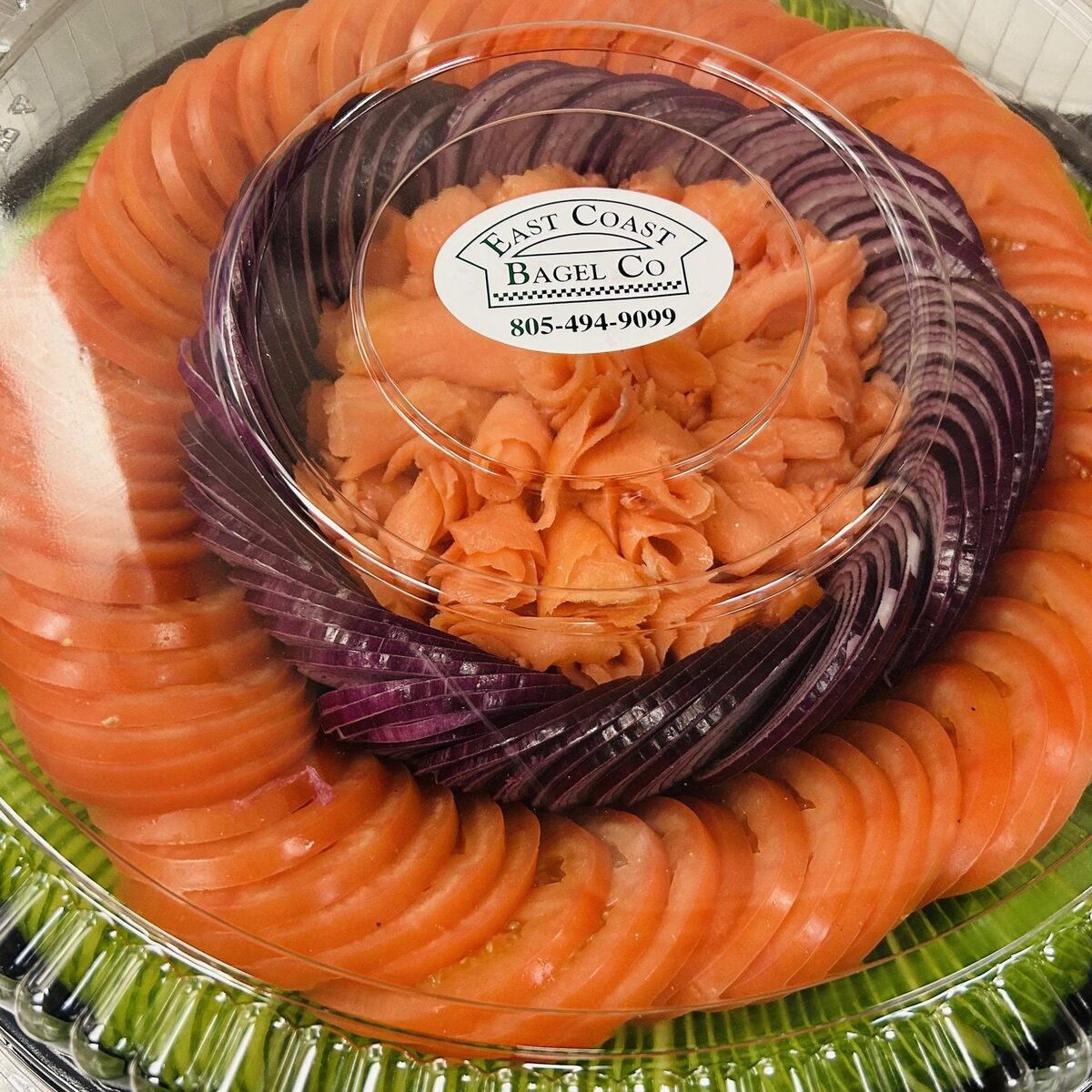 Lox and veggie catering platter